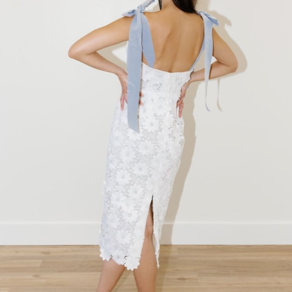 by Watters 'Ambrosia' Bow-Strap Lace Midi Dress (NWT) - Picture 2 of 8